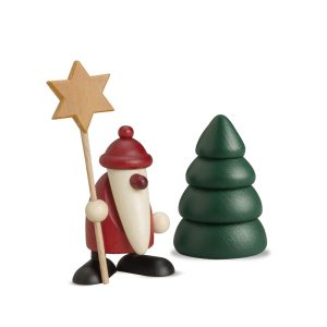 Mini-Weihnachtsmann mit Stern und Baum