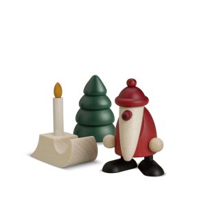 Mini-Weihnachtsmann mit Schlitten und Baum