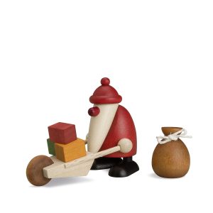 Mini-Weihnachtsmann mit Schubkarre und Sack