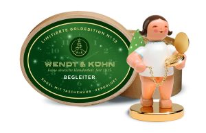 Goldedition mit Metallsockel, No 12 Begleiter, Engel mit Taschenuhr, vergoldet, 650/125LE