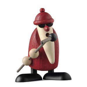 Weihnachtsmann am Mikrofon extrovertiert