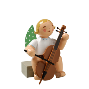 Engel mit Violoncello, sitzend mit Sockel -650/7a