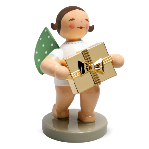 Goldedition No 7 Gratulant, Engel mit Geschenk, vergoldet - 650/120