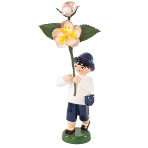 Blumenjunge mit Apfelblüte